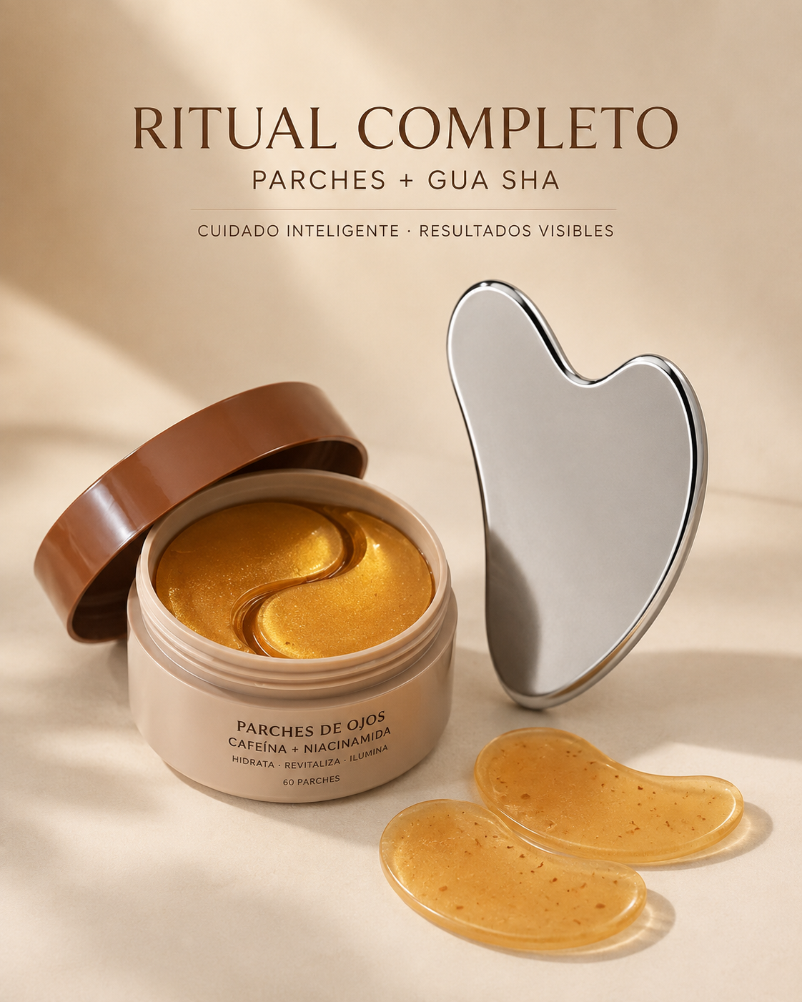 Kit Ritual Facial Nelvrix | Parches de Ojos + Gua Sha